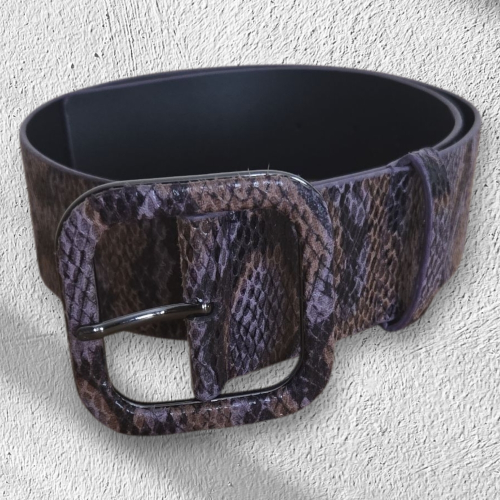 Tahari Arthur S. Levine Faux Snakeskin Wide Belt Size 2